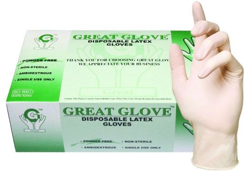 (Pack of 1) GREAT GLOVE Latex Powder-Free 4.5-5 mil General Purpose Glove,Medium