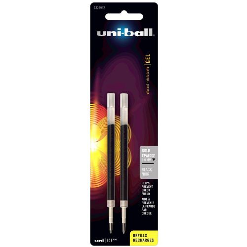 Uni-Ball 207 Gel Pen Refill, 1.0mm, Bold Point, Black Ink, Pack of 2