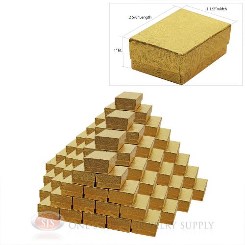 100 Gold Swirl Cotton Filled Jewelry Gift Boxes 2 5/8&#034; X 1 1/2&#034; Bracelet Bangle