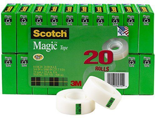 Scotch High Quality Magic Tape Office Supplies, Boxed, 3/4 x 1000 Inch, 20 Roll