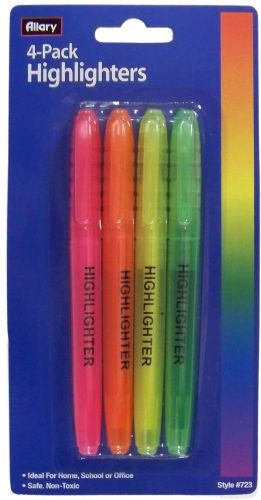 Allary 4 Pack Highlighters, Pink, Orange, Yellow, Green