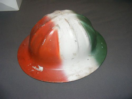 Vintage B.F. McDonald Aluminum Hard Hat Italian Or Irish Flag Colored Paint Job