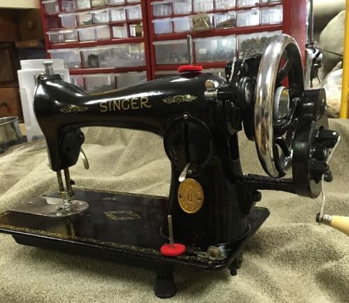 Leather Singer Sewing Machine Model 15 Hand Crank
