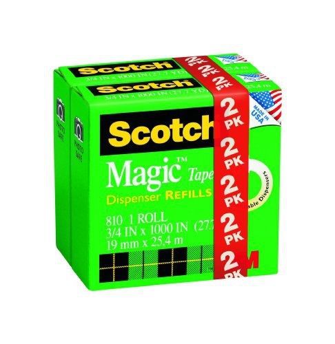 Scotch Magic Tape, 3/4 x 1000 Inches, 2-Pack (810-2PK-TB)
