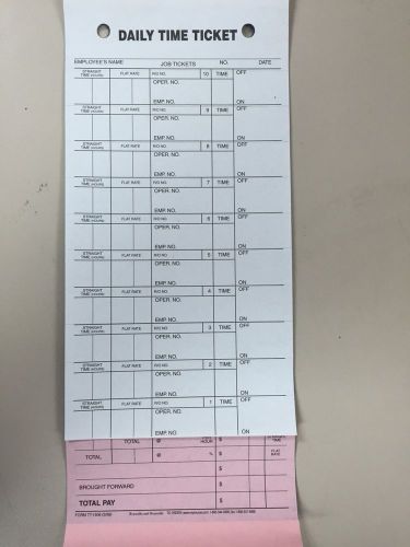 Mechanics Daily Job &amp; Time Tickets 3 PART.250 Per Box Pressure Sensitive