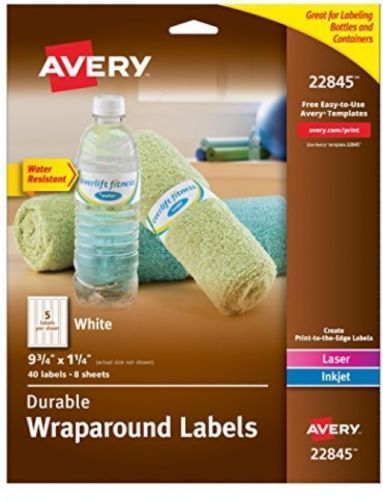Avery Durable Wraparound Labels, 9.75 X 1.25 Inches, White, Pack Of 40 (22845)