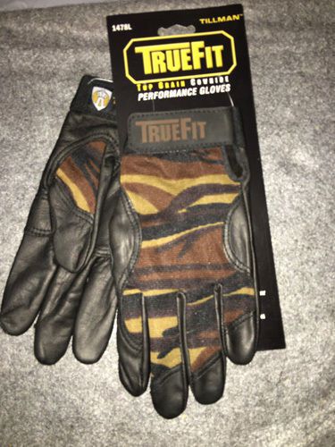 Tillman TrueFit leather palm work gloves 1478L camouflage camo NWT men&#039;s L