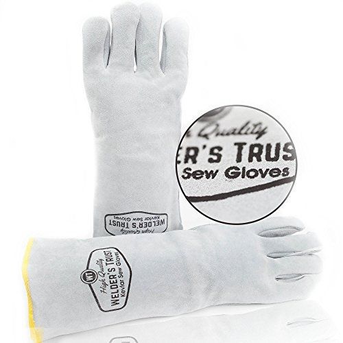 Welder&#039;s Trust XL Heavy Duty Leather Welding Gloves With Kevlar - Great for