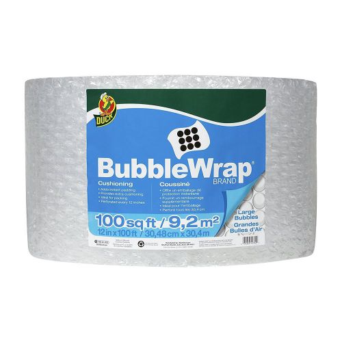Duck Brand Bubble Wrap 5/16&#034; Cushioning Large Bubbles 12&#034; x 100&#039; Perforated Roll