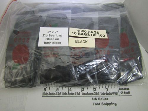 1000 BLACK 2&#034; X 2&#034; 2 MILL PLASTIC ZIP SEAL BAGS NEW!