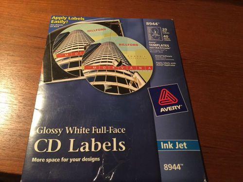 Avery Inkjet Full-Face CD Labels Glossy White 20/Pack 8944 new