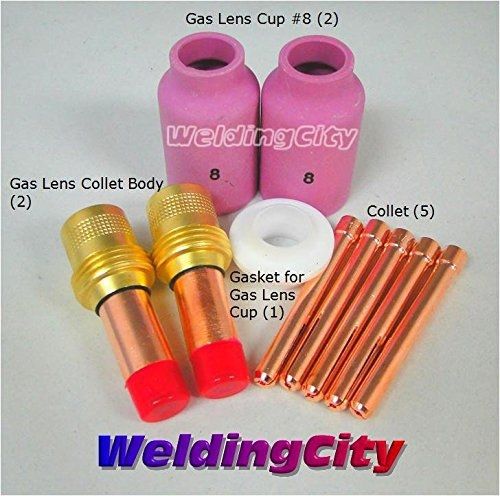 WeldingCity Gas Lens Accessory Kit (1/16&#034;) Cup-Collet-Gas Lens-Gasket TIG