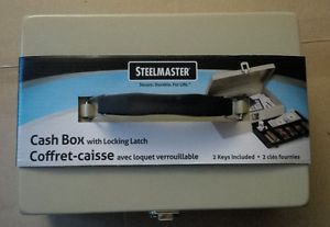 Steelmaster Cash Box with Locking Latch, Sand color (2 keys) Removable cash tray