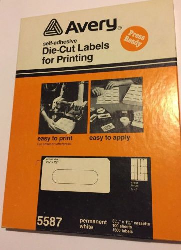 Vintage Avery White Cassette Audio Tape Labels 5587 BOX Of 1500 SELF ADH DIE CUT