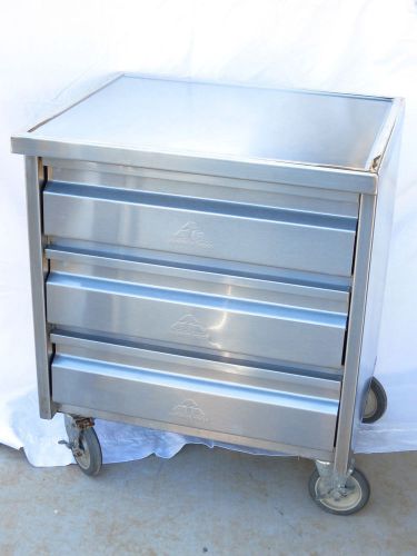 Advance tabco mdc-2015 mobile 3 drawer cabinet stainless restaurant prep table for sale
