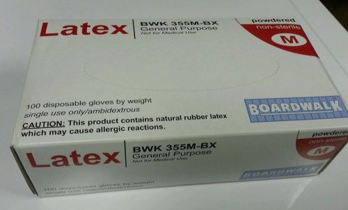 Boardwalk Latex Powder-Free Gloves, Medium, 100/BX, BWK355M