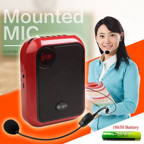 Portable Voice PA Booster Amplifier Microphone+18650 Battery For Coacher Teacher