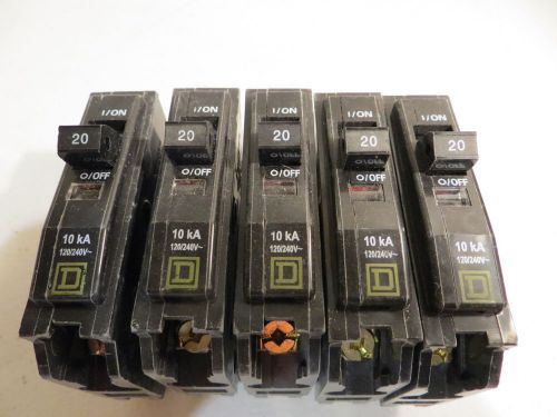 Qo 20 amp single-pole circuit breaker lot 5 in a box for sale