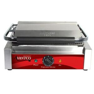 Avantco Commercial Panini Sandwich Grill with Grooved Plates  - 120V, 1750W