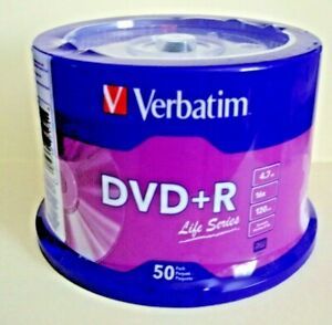 VERBATIM  DVD + R LIFE SERIES  50 PACK  120 MIN 4.7 GB 16 X SPEED
