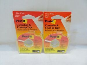 POST-IT Correction Cover-Up Tape 1-Line White #651 3M NEW LOT 2 1993 Prop USA