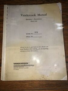 Vandercook Press Operating Instructions and Parts Manual Model SP15 Printing