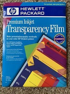 Hewlett Packard Premium Inkjet Transparency Film 50 sheets 8.5x11 inches