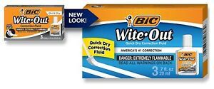 Bic Wite-Out Quick Dry Correction Fluid 20 ml Bottle White 3/Pack WOFQD324