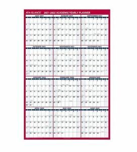 2021-2022 AT-A-GLANCE 48&#034; x 32&#034; Dry Erase Calendar, Academic, White/Red/Blue