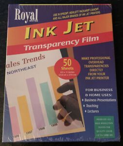 Royal Brites Ink Jet Transparency Film 8.5&#034; x11&#034; 50 Sheets New Unopened Sealed