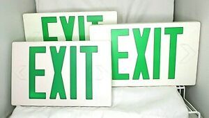 3 Commercial Electric Emergency Green Exit Signs Untested For Parts Or Repair