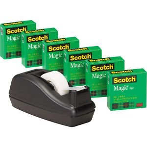 Scotch C40 Tape Dispenser with 6 Rolls of Magic Tape