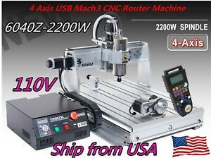 USB 4 Axis CNC 6040 2.2KW Spindle Engraving Woodworking Cutting Milling Machine