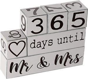 Down To Date Wedding Countdown Calendar - Wooden Countdown Block - Just Engaged