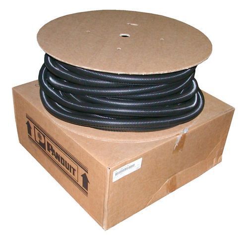 Panduit 1&#034; black wire corrugated tubing 100ft clt100f-c20   (25 available) for sale