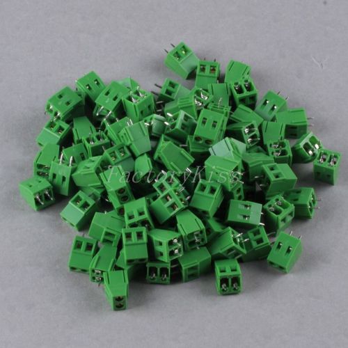 100x 2-way 2 Pin Screw Terminal Block Connector 5mm Pitch PCB Mount FKS