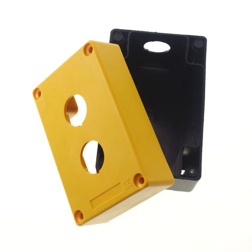 22mm Yellow Black  2 Hole Push Button Switch Station Control Plastic Box  Case