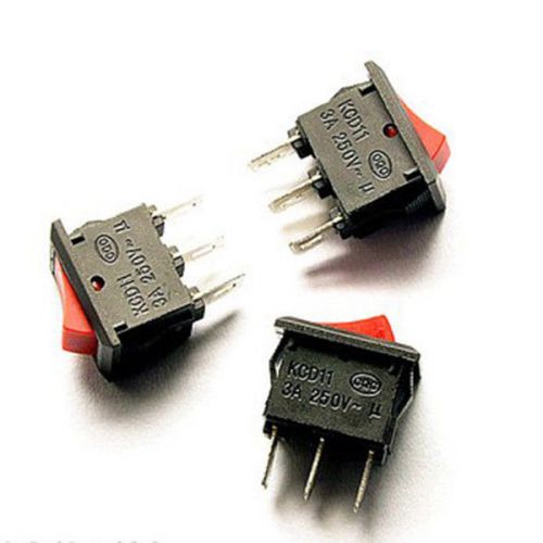 50X 2-Way/Position Rocker Power Switch 3A 250V Boatlike Switch 3 Pin Red Square