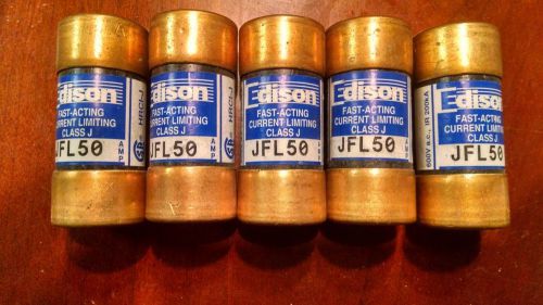 5 new edison jfl50 fast acting current limiting class j 600v fuses for sale