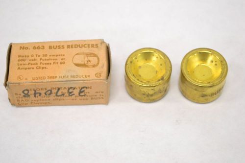Lot 2 new buss 663 60-30a amp 600v-ac fuse reducer b273697 for sale