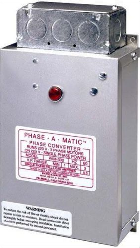 PHASE-A-MATIC PAM-600 STATIC PHASE CONVERTER 3-5 HP - NEW!