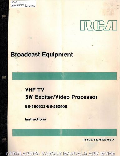 RCA Manual IB-8027553 VHF TV 5W Exciter Video Processor