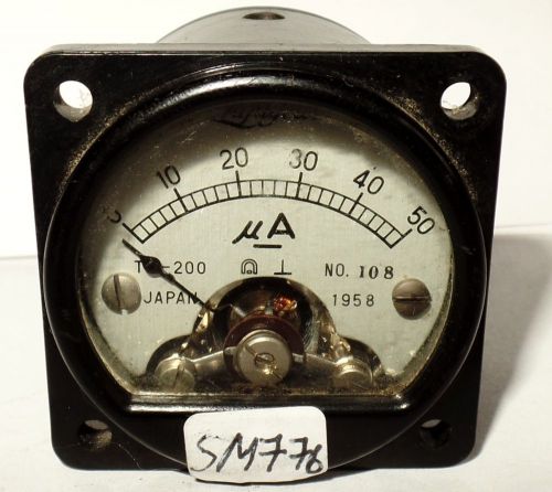 Lafayette 1.5&#034; Square Panel Meter Ammeter 0-50 uA Current Amps Amperes