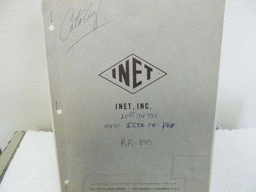 INET RR-848, RSAGP-440, CP749 Voltage Reg. Rectifiers Manual