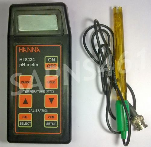 HANNA HI 8424 pH/mV/C Meter with probe &amp; Battery