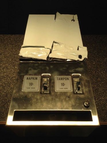 NOS A&amp;J Washroom Accessories U526 U527 Stainless Steel Napkin Tampon Dispenser