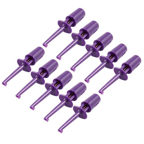 10 x Spring Loaded SMD IC Test Hook Clip Purple for Multimeter Lead Cable New