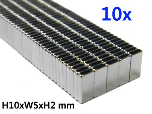 10pcs Super Strong Neodymium Rare Earth N 38 Magnet Nickel Coating H10 x L5 x H2