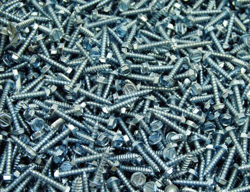 (800) Slotted Hex Washer 10 x 1 Sheet Metal Screw Type A Self-Tapping Zinc SMS