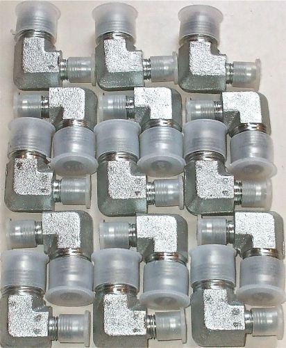 Lot of 15 steel hydraulic fittings, 3/4-16 x 7/16-20 male  jic union 90 elb for sale